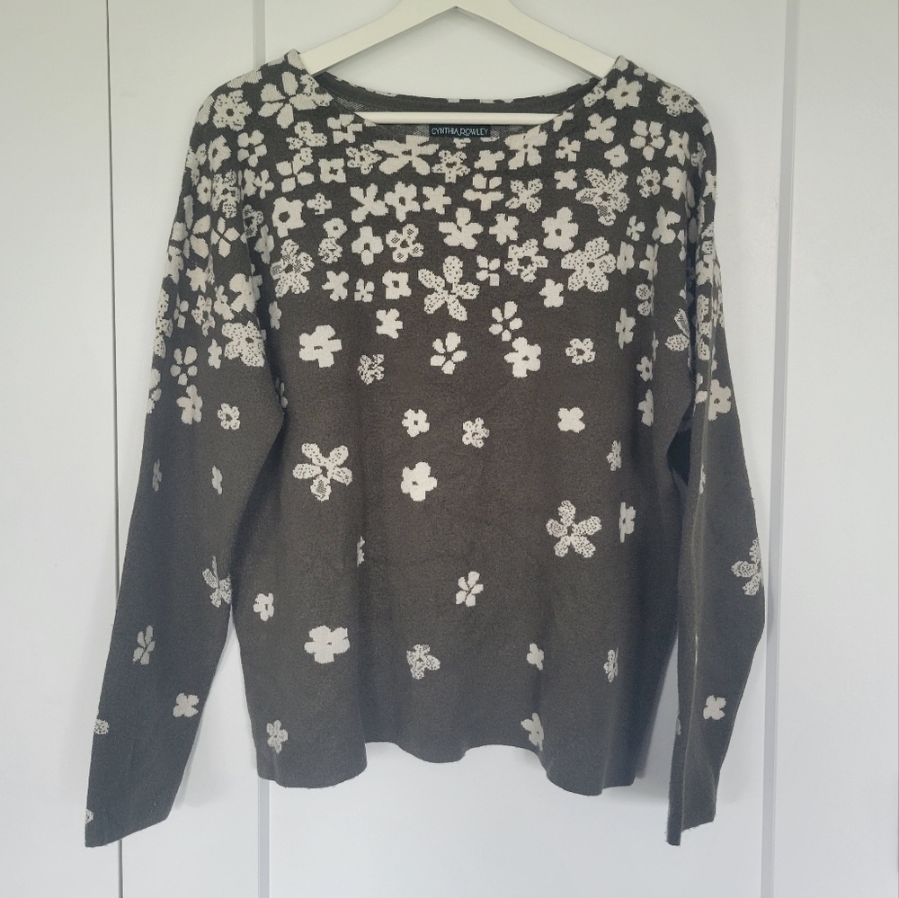 Green Floral Sweater